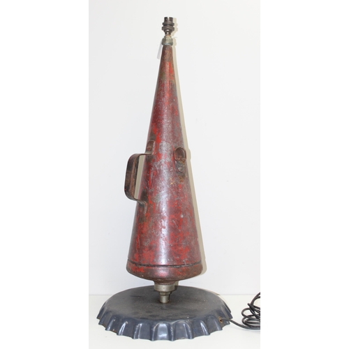 271 - An unusual lamp made from a vintage fire extinguisher with an overside bottle top base, approx 80cm ... 