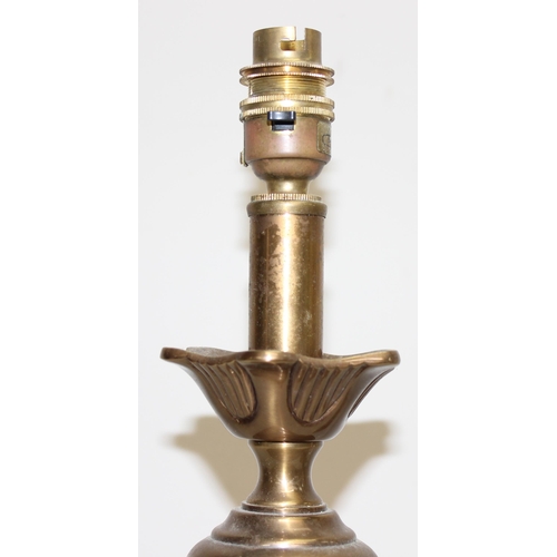 279 - 2 gilt metal table lamps, one by Peter Martin, the largest approx 58cm tall