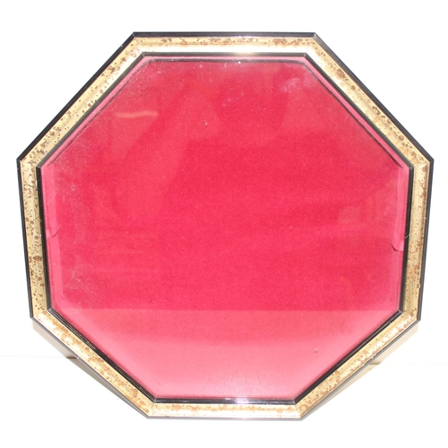 316 - 3 octagonal lined display frames, largest approx 40cm diam x 5cm D