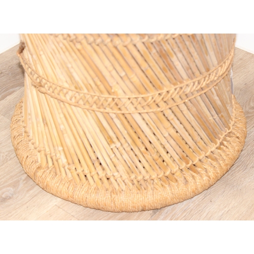 326 - A retro bamboo and cord basket or stick stand, approx 45cm in diameter x 40cm tall