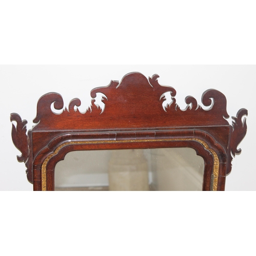 403 - A Georgian mahogany fretwork frame mirror with gilt details, approx 92cm x 55cm