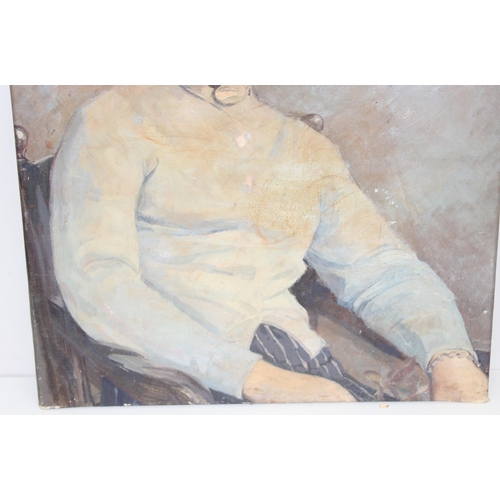 404 - Early to mid 20th century oil on canvas of a female, seemingly unsigned, approx 76cm x 56cm