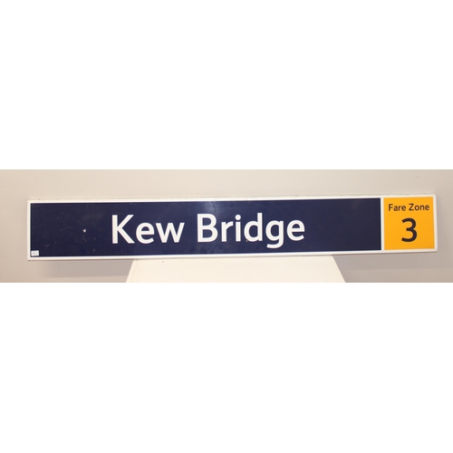 405F - An original London Underground or Transport for London metal sign for Kew Bridge Fare Zone 3, approx... 