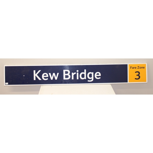 405F - An original London Underground or Transport for London metal sign for Kew Bridge Fare Zone 3, approx... 