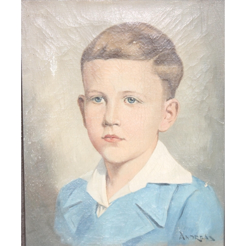 450Q - Andreas (XX), a good quality oil on canvas of a boy young boy, approx 43cm x 36cm inc frame