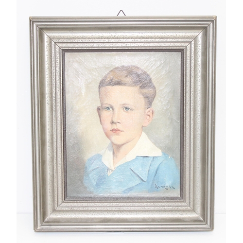 450Q - Andreas (XX), a good quality oil on canvas of a boy young boy, approx 43cm x 36cm inc frame