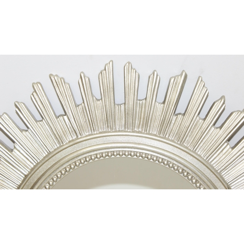 450T - Retro style sunburst wall mirror in Champagne gold colour, approx 51cm diam