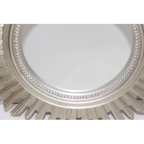 450T - Retro style sunburst wall mirror in Champagne gold colour, approx 51cm diam