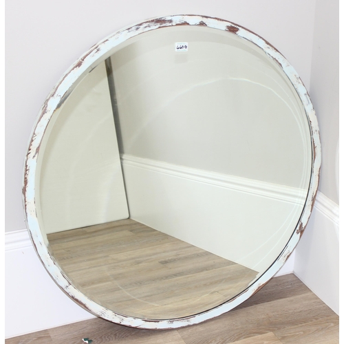 460G - Large circular mirror with distressed frame and 2 gilt frames (3) largest approx. 97cm W