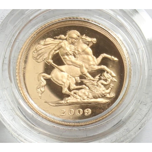 1244 - Gold Coins - Half Sovereign - 2009 Queen Elizabeth II gold proof coin, with original box and paperwo... 