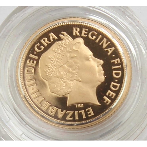 1246 - Gold Coins - Half Sovereign - 2007 Queen Elizabeth II gold proof coin, with original box and paperwo... 