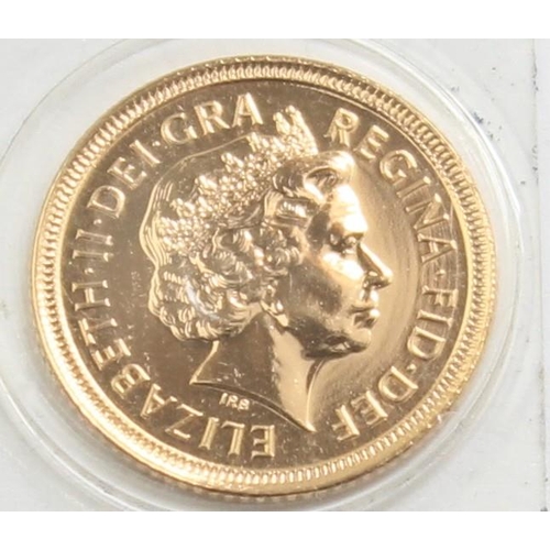 1251 - Gold Coins - Half Sovereign - 2002 Queen Elizabeth II Golden Jubilee uncirculated coin, with blue bo... 