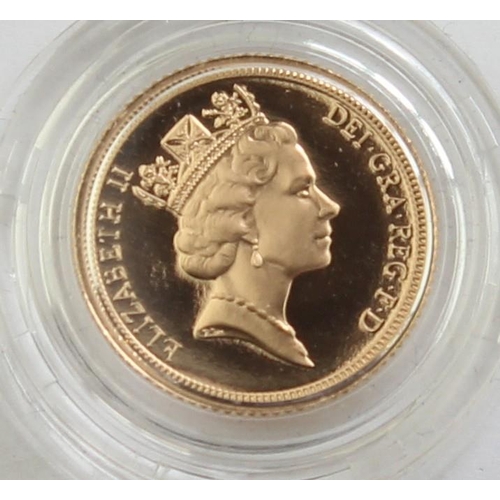 1255 - Gold Coins - Half Sovereign - 1997 Queen Elizabeth II gold proof coin, with original box and paperwo... 