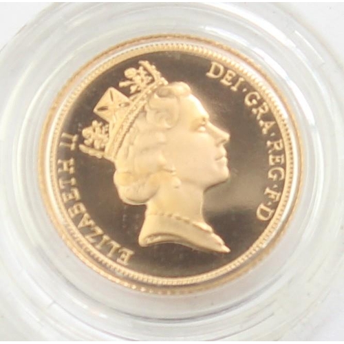 1256 - Gold Coins - Half Sovereign - 1996 Queen Elizabeth II gold proof coin, with original box and paperwo... 