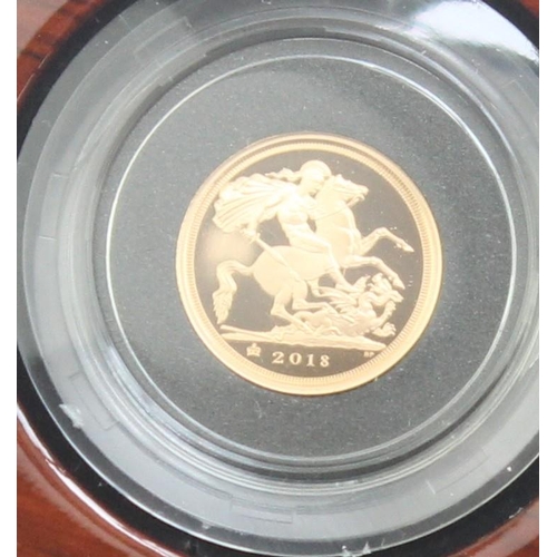 1259 - Gold Coins - Quarter Sovereign - 2018 Queen Elizabeth II gold proof coin, in original box with paper... 