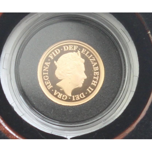 1259 - Gold Coins - Quarter Sovereign - 2018 Queen Elizabeth II gold proof coin, in original box with paper... 