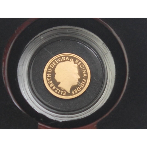 1262 - Gold Coins - Quarter Sovereign - 2015 Queen Elizabeth II gold proof coin, in original box with paper... 