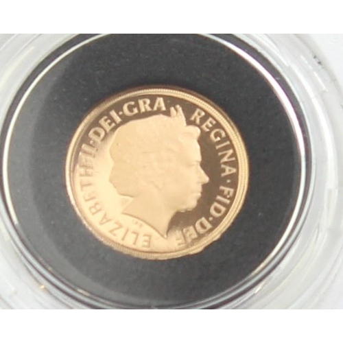 1263 - Gold Coins - Quarter Sovereign - 2013 Queen Elizabeth II gold proof coin, in original box with paper... 