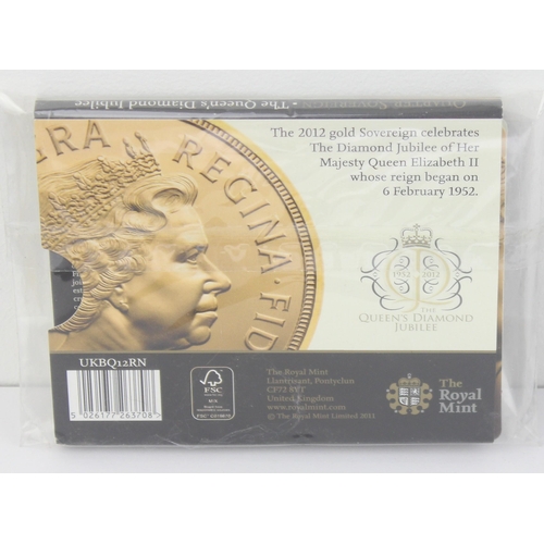 1264 - Gold Coins - Quarter Sovereign - 2012 Queen Elizabeth II uncirculated coin, in original packaging wi... 