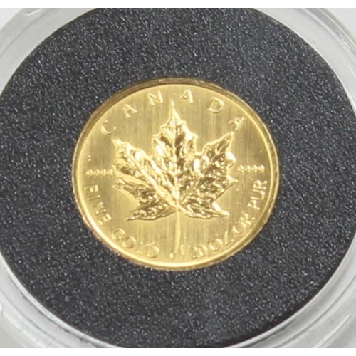 1269 - Gold Coins - Canada 1995 .9999 gold $1 Maple Leaf coin, 1/20oz, in original box with paperwork