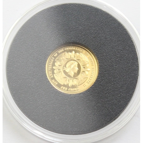 1271 - Gold Coins - Tristan da Cunha 2013 60th Anniversary of the Coronation Queen Elizabeth II, 9ct gold, ... 