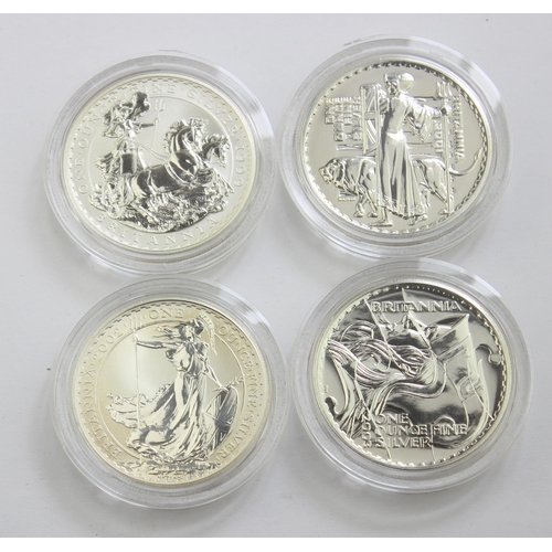 1272 - Silver coins - Britannia - Britannia Design brilliant uncirculated 4 coin set, 1999, 2001, 2003 & 20... 