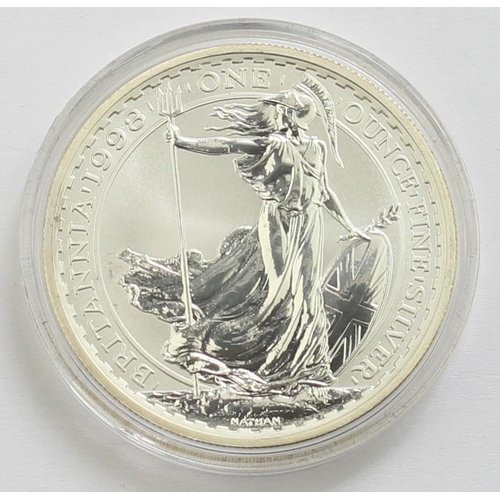 1276 - Silver coins - Britannia - 1998 uncirculated 1oz Britannia, in capsule