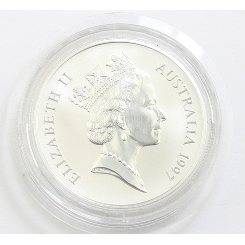 1279 - Silver coins - 1997 Australia 1oz .999 silver $1 Kangaroo, in capsule