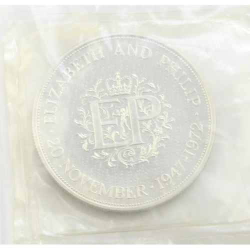 1299D - Silver coins - Royal Mint 1972 Silver Proof Silver Wedding Anniversary crown coin, boxed with paperw... 