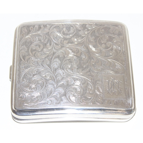 1087 - Heavily embossed silver cigarette case, hallmarks for Birmingham 1928 by John Henry Wynn, approx 112... 