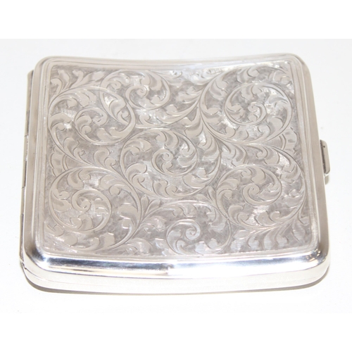 1087 - Heavily embossed silver cigarette case, hallmarks for Birmingham 1928 by John Henry Wynn, approx 112... 