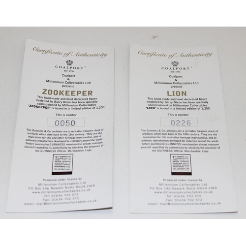 1623 - Guinness - a Coalport limited edition Lion & Zookeeper figures, edition numbers 050 & 226, both boxe... 