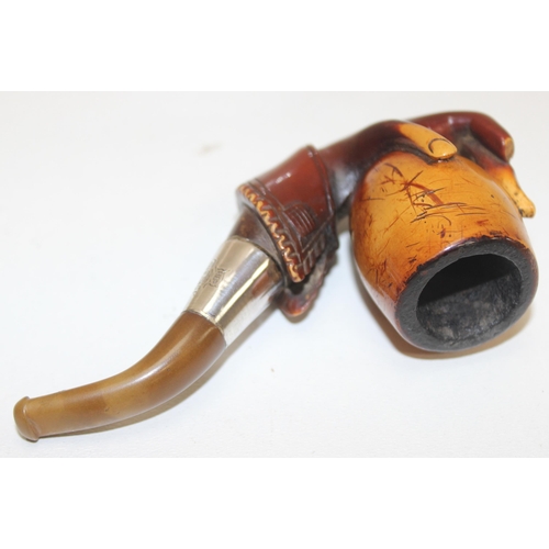 1686 - 3 vintage carved smoking pipes, one in case and a piece of carved bone in the form of a dragon (4)