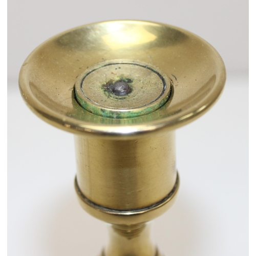 1798 - Pair of Georgian 'beehive' brass candlesticks with ejectors, stamped J.T. & Co. for John Turner & Co... 