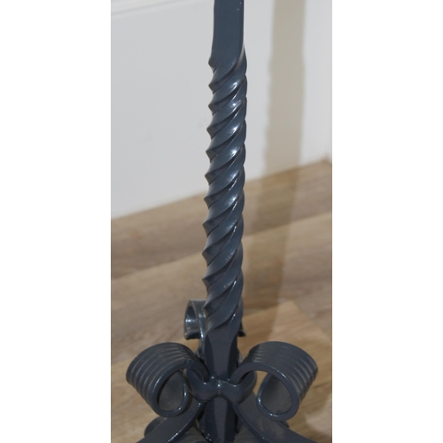 128 - A hand forged blacksmith made cast iron lectern with scroll decoration, approx 142cm tall