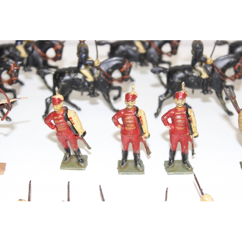 616 - Qty of assorted painted lead soldiers, mainly Britains soldiers to include Life Guards, Argyll & Sut... 