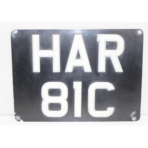 731 - A set of 1962 vintage white on black car registration number plates 'HAR 81C'