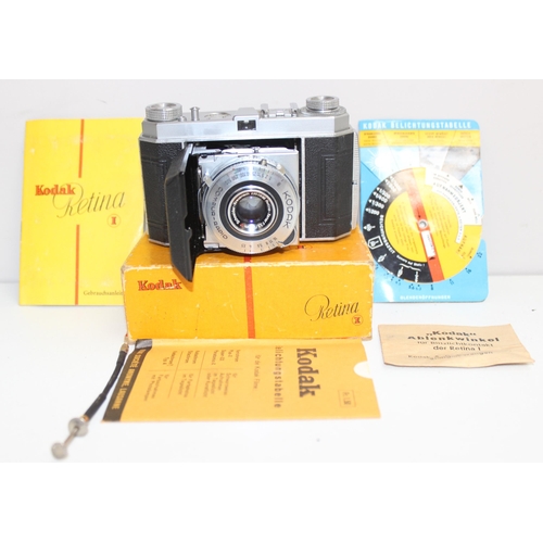 740 - 2 vintage Kodak cameras, Retina I with original box and instructions etc and a Retina II with leathe... 