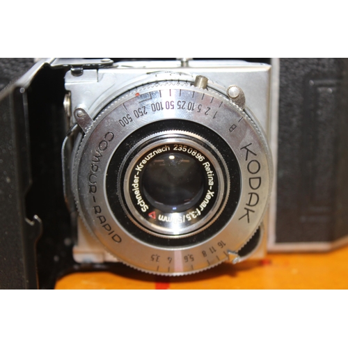 740 - 2 vintage Kodak cameras, Retina I with original box and instructions etc and a Retina II with leathe... 