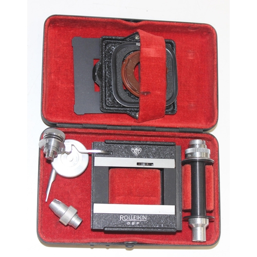 745 - Qty of boxed and other camera accessories to inc Yashica YT CL adapter, Rolleikin II, Rada Rollfilm-... 