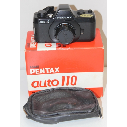 746 - Qty of assorted cameras and accessories to inc an Asahi Pentax auto 110 in box, Agfa Record II, Ensi... 