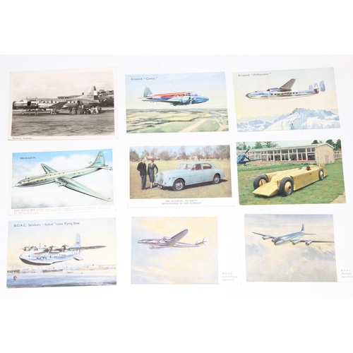 574 - Qty of assorted vintage postcards to inc transportation related, steamer ships, aeroplanes etc