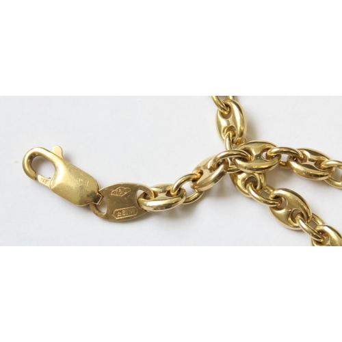 1100 - An Italian 18ct gold marine chain link bracelet, marked and XRF confirmed, approx 20cm long, approx ... 