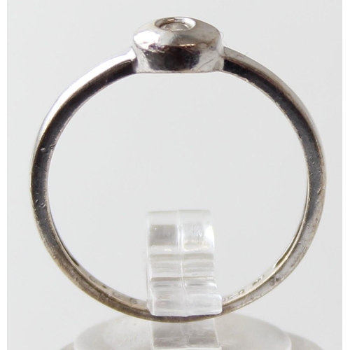 1102 - A retro style 18ct white gold and diamond set ring, marked 750 and XRF confirmed, approx size O, app... 