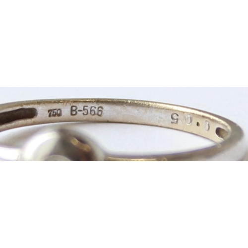 1102 - A retro style 18ct white gold and diamond set ring, marked 750 and XRF confirmed, approx size O, app... 