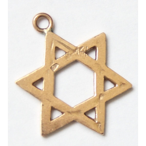 1105 - A vintage 14ct gold Star of David pendant, indistinctly marked but XRF confirmed as 14ct gold, appro... 