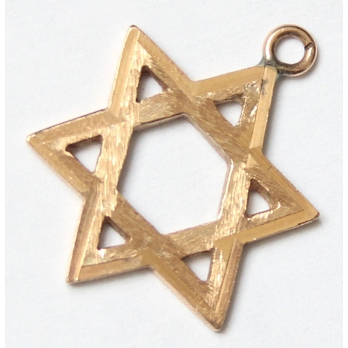 1105 - A vintage 14ct gold Star of David pendant, indistinctly marked but XRF confirmed as 14ct gold, appro... 