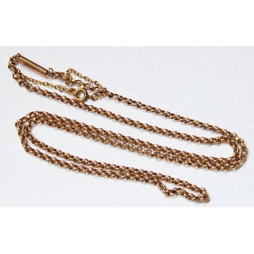 1113 - A 9ct gold belcher or rolo link chain necklace with safety chain, marked 9c and XRF confirmed, appro... 