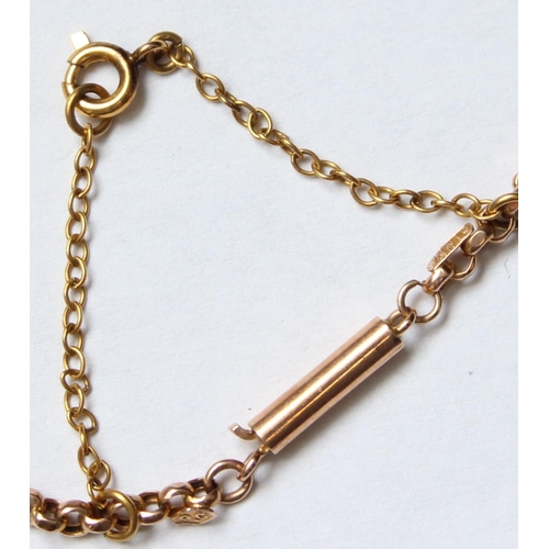 1113 - A 9ct gold belcher or rolo link chain necklace with safety chain, marked 9c and XRF confirmed, appro... 