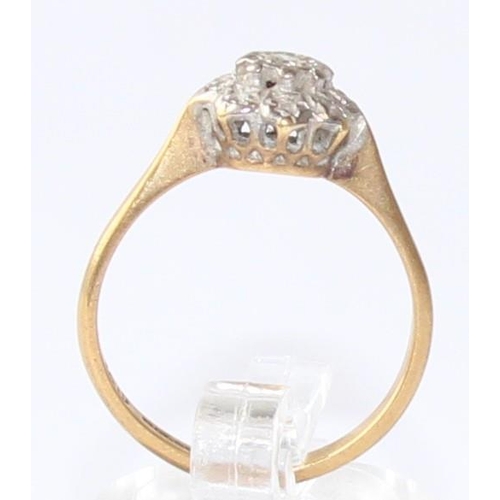 1128 - An 18ct gold and diamond floral cluster ring, marked for Birmingham 1975, approx size Q, approx 3.35... 